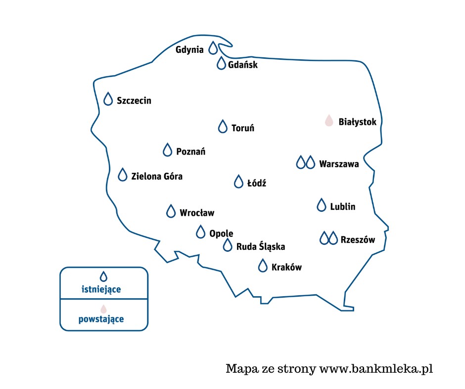 Mapa Banków mleka w Polsce